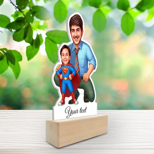 Personalized Superhero Caricature Standee-Custom Dad & Kid Gift - Image 2