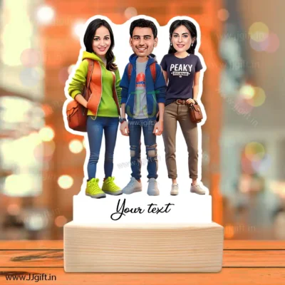 Stylish outfit Male and Female Friend Group caricature For 1 Male & 2 Female