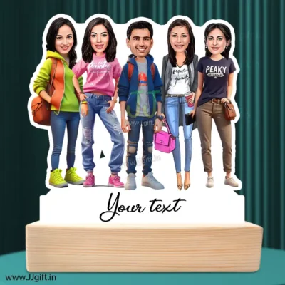 Stylish outfit Male and Female Friend Group caricature For 1 Male & 4 Female