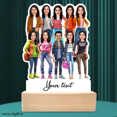 Stylish outfit Male and Female Friend Group caricature For 1 Male & 9 Female