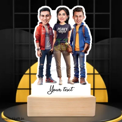 Stylish outfit Male and Female Friend Group caricature For 2 Male & 1 Female