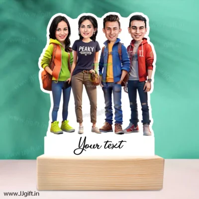 Stylish outfit Male and Female Friend Group caricature For 2 Male & 2 Female