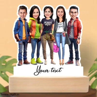 Stylish outfit Male and Female Friend Group caricature For 2 Male & 3 Female