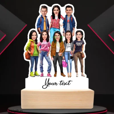 Stylish outfit Male and Female Friend Group caricature For 2 Male & 6 Female