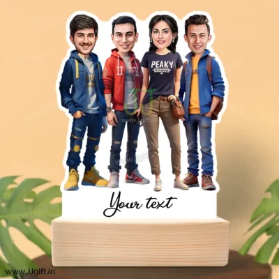Stylish outfit Male and Female Friend Group caricature For 3 Male & 1 Female