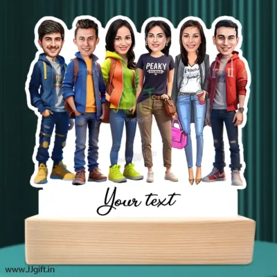 Stylish outfit Male and Female Friend Group caricature For 3 Male & 3 Female