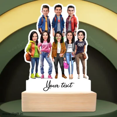 Stylish outfit Male and Female Friend Group caricature For 3 Male & 5 Female