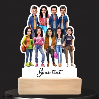 Stylish outfit Male and Female Friend Group caricature For 3 Male & 6 Female