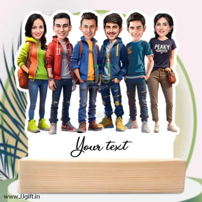 Stylish outfit Male and Female Friend Group caricature For 4 Male & 2 Female