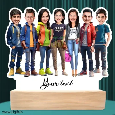 Stylish outfit Male and Female Friend Group caricature For 4 Male & 3 Female