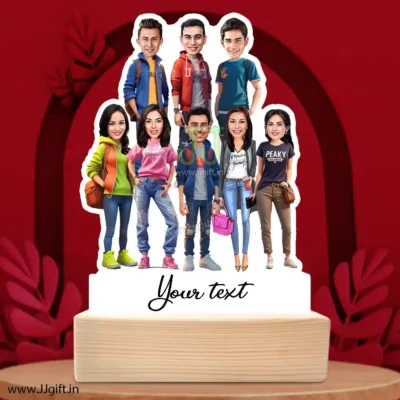 Stylish outfit Male and Female Friend Group caricature For 4 Male & 4 Female
