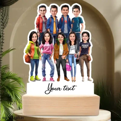 Stylish outfit Male and Female Friend Group caricature For 4 Male & 5 Female