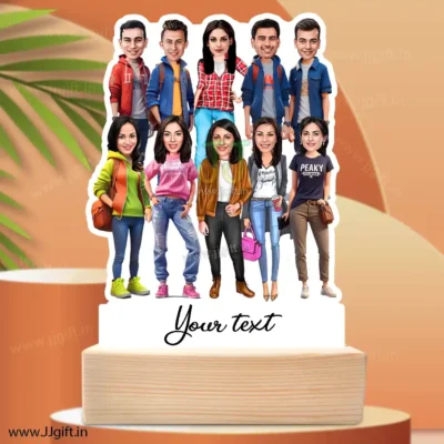 Stylish outfit Male and Female Friend Group caricature For 4 Male & 6 Female