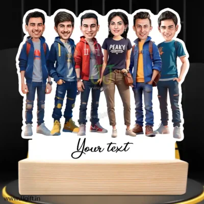 Stylish outfit Male and Female Friend Group caricature For 5 Male & 1 Female