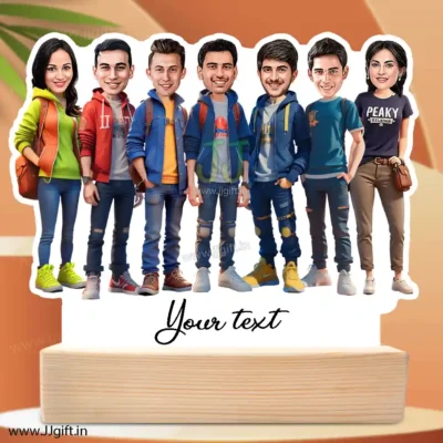 Stylish outfit Male and Female Friend Group caricature For 5 Male & 2 Female
