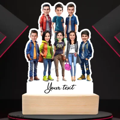 Stylish outfit Male and Female Friend Group caricature For 5 Male & 3 Female