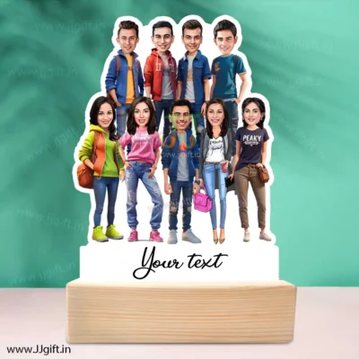 Stylish outfit Male and Female Friend Group caricature For 5 Male & 4 Female