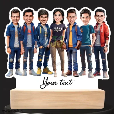 Stylish outfit Male and Female Friend Group caricature For 6 Male & 1 Female