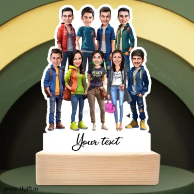 Stylish outfit Male and Female Friend Group caricature For 6 Male & 3 Female