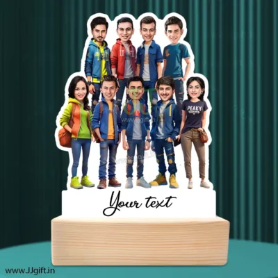Stylish outfit Male and Female Friend Group caricature For 7 Male & 2 Female