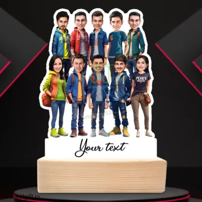 Stylish outfit Male and Female Friend Group caricature For 8 Male & 2 Female