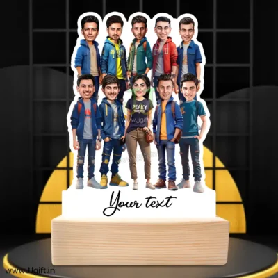 Stylish outfit Male and Female Friend Group caricature For 9 Male & 1 Female