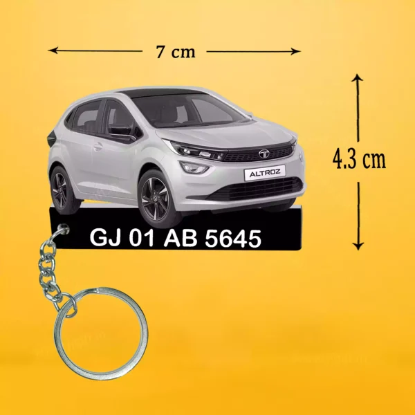 Tata All Cars Keychain With Color Option & Number, Altroz-Curvv-Harrier-Nexon-Punch-Safari-Tiago - Image 2