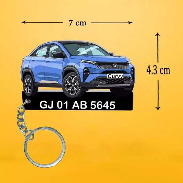 Tata All Cars Keychain With Color Option & Number, Altroz-Curvv-Harrier-Nexon-Punch-Safari-Tiago - Image 3