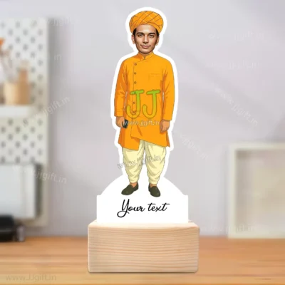 Unique Rajasthani Culture Gift, Custom Rajasthani Groom Outfit Cartoon Caricature