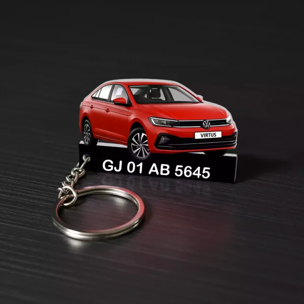 Volkswagen All Cars Keychain With Color Option & Number, Tiguan- Virtus- Taigun- Golf GTI - Image 2