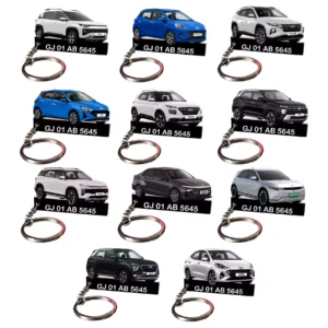 Hyundai All Cars Keychain With Color Option & Number,Aura- Alcazar- Creta- New Creta- Exter- Grand i10 Nios- i20- IONIQ 5- Tucson- Venue-  Verna