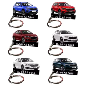 Skoda All Cars Keychain With Color Option & Number,Kodiaq- Kushaq- Kylaq- Octavia- slavia- Superb