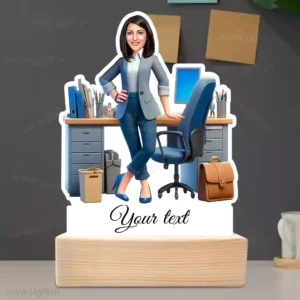 Corporate Queen-Personalized Female Caricature in Office Workspace