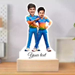 Cricket Buddy Duo Caricature Standee Gift-Blue Jersey Pride Edition