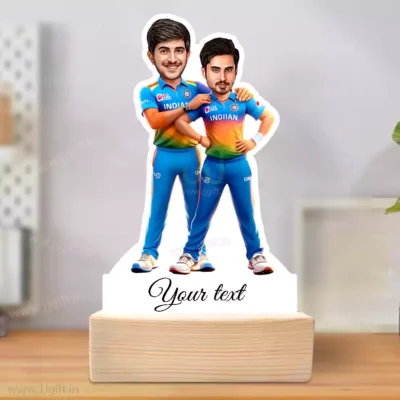 Cricket Buddy Duo Caricature Standee Gift-Blue Jersey Pride Edition