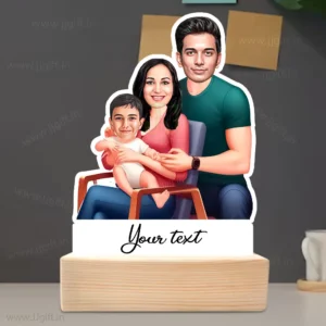 Custom Couple And Baby Boy Caricature, Unique Family Portrait Standee Gift