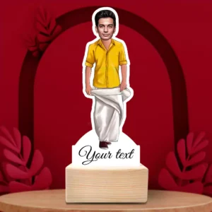 Heritage Edition-Mundu Style Gentleman Caricature Gift, Classic Culturel Veshti & Shirt Caricature Standee