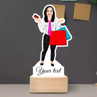 Luxury Shopper Edition-Mall Queen Caricature Trophy, Personalized Shopaholic Story Make as Showpiece