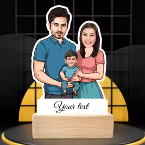 Our Little World-Happy Family Caricature Standee Gift For Couple With 1 Son