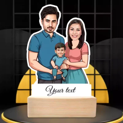 Our Little World-Happy Family Caricature Standee Gift For Couple With 1 Son