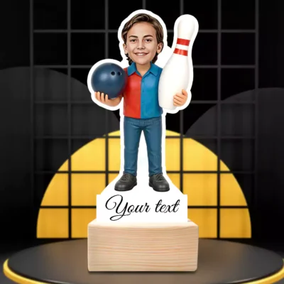 Personalized Bowling Player Caricature Standee Gift,Custom Bowling Ball & Pin Caricature Standee