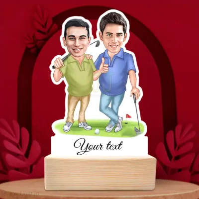 Personalized Golf Friends Duo Caricature Standee Gift-Premium Sports Gift