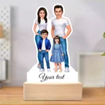Personalized Happy Family Couple With 1 Boy & 1 Girl Caricature Table Top Standee