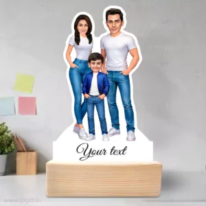 Personalized Happy Family Couple With 1 Boy Caricature Table Top Standee