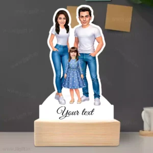 Personalized Happy Family Couple With 1 Girl Caricature Table Top Standee
