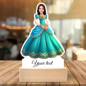 Personalized Princess Girl Caricature Standee with Wooden Base-Wonderland Edition