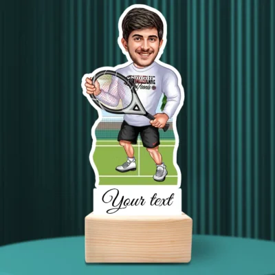 Tennis Champion Caricature Standee Gift-King of the Court Edition, Personalized Tennis Lover Caricature Stand