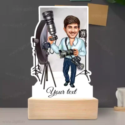The Perfect Click Artist-Professional Photographer Caricature Gift, Elite DSLR Photographer Caricature Trophy with Personalized Text And Face
