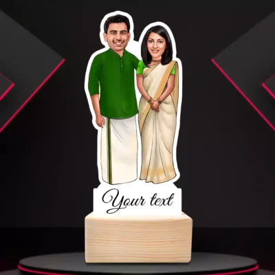 Traditional South Indian Couple Caricature Standee-Classic Love Edition
