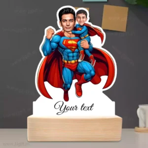 Ultimate Superhero Dad and Son Duo Caricature Gift-Family Hero Edition